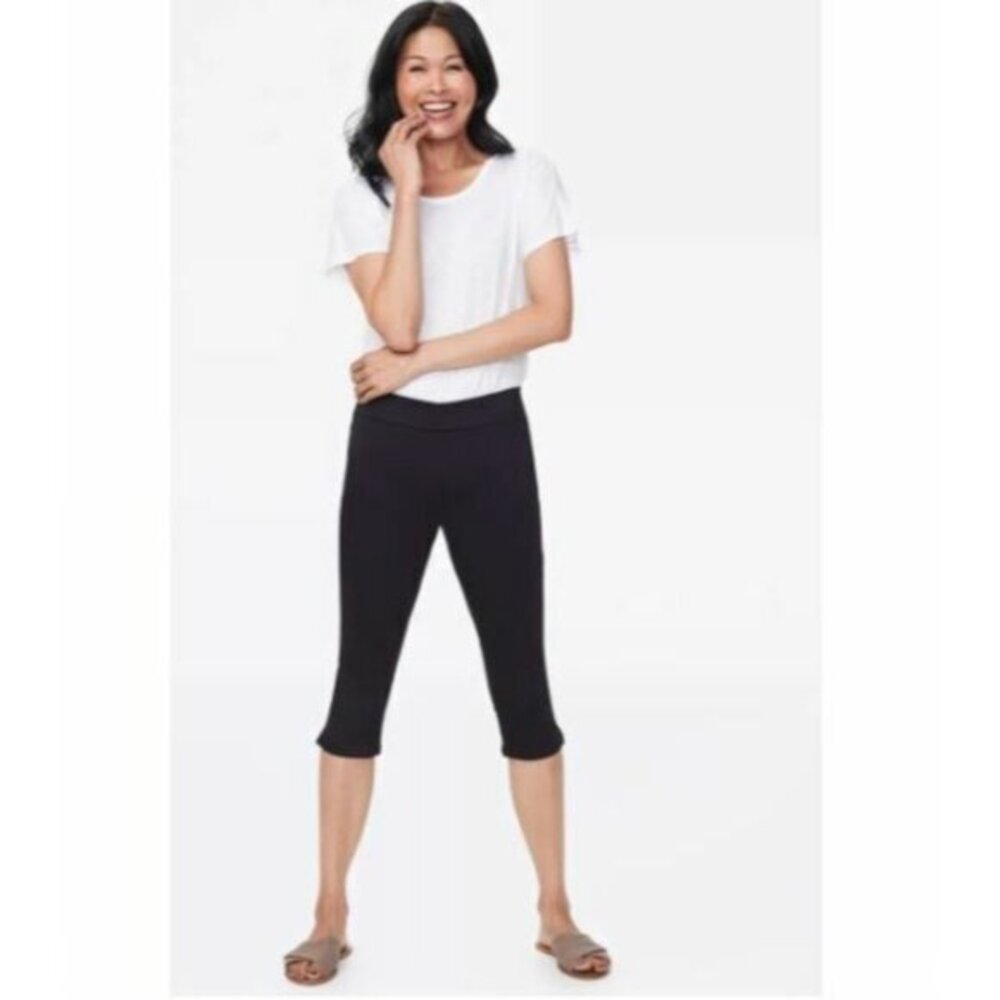 NYDJ Skinny Pull-On Capri Jeans in Black High Rise Stretch Denim SZ 2 NWT